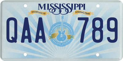 MS license plate QAA789