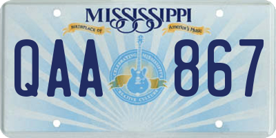 MS license plate QAA867
