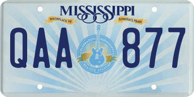 MS license plate QAA877
