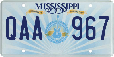 MS license plate QAA967