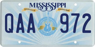 MS license plate QAA972