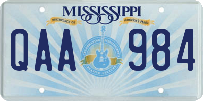 MS license plate QAA984