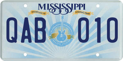 MS license plate QAB010