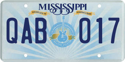 MS license plate QAB017