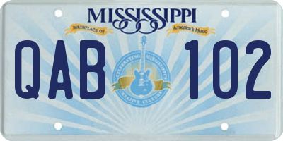 MS license plate QAB102
