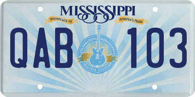 MS license plate QAB103