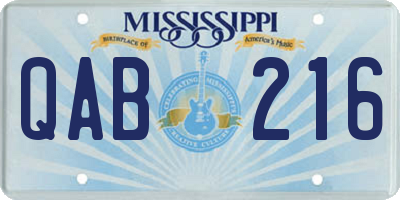 MS license plate QAB216