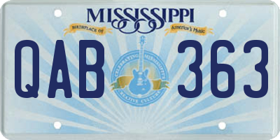 MS license plate QAB363