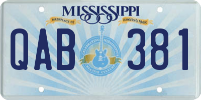 MS license plate QAB381