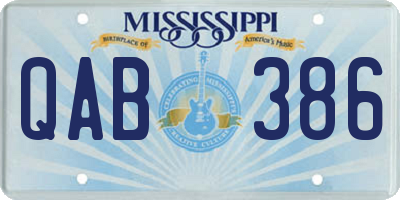MS license plate QAB386