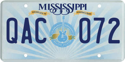MS license plate QAC072