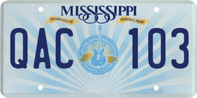 MS license plate QAC103