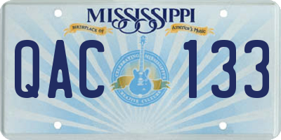 MS license plate QAC133