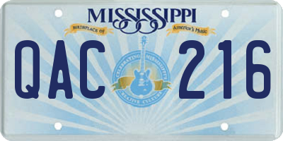MS license plate QAC216