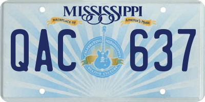 MS license plate QAC637