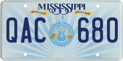 MS license plate QAC680