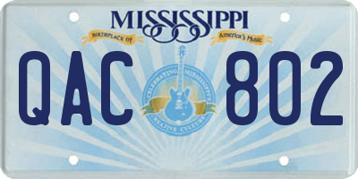MS license plate QAC802