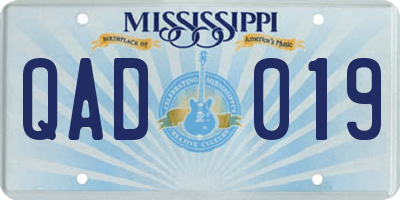 MS license plate QAD019