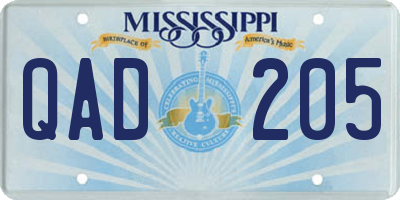 MS license plate QAD205