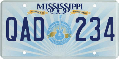MS license plate QAD234