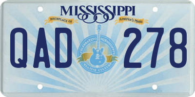 MS license plate QAD278
