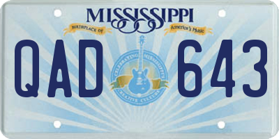 MS license plate QAD643