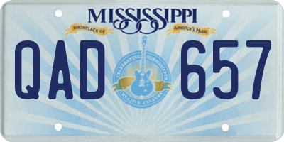 MS license plate QAD657