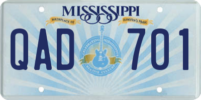 MS license plate QAD701