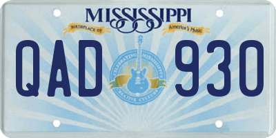 MS license plate QAD930