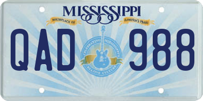 MS license plate QAD988