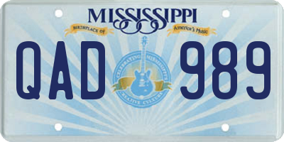 MS license plate QAD989