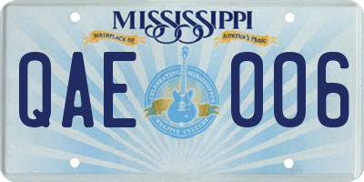 MS license plate QAE006
