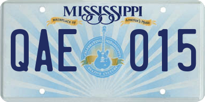 MS license plate QAE015