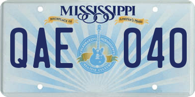 MS license plate QAE040