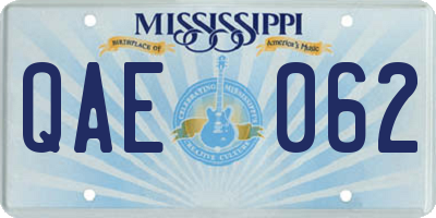 MS license plate QAE062