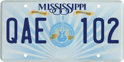 MS license plate QAE102