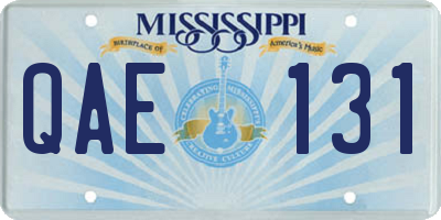 MS license plate QAE131