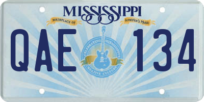MS license plate QAE134
