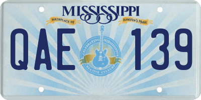 MS license plate QAE139