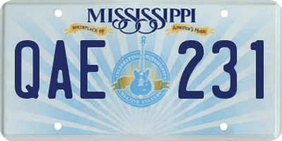 MS license plate QAE231