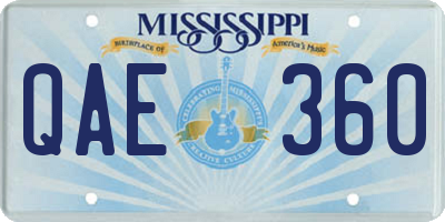 MS license plate QAE360