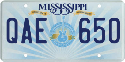 MS license plate QAE650