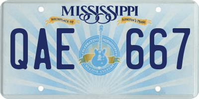 MS license plate QAE667
