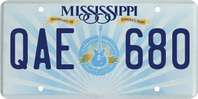 MS license plate QAE680