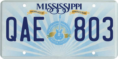 MS license plate QAE803