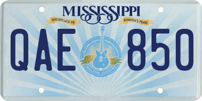 MS license plate QAE850
