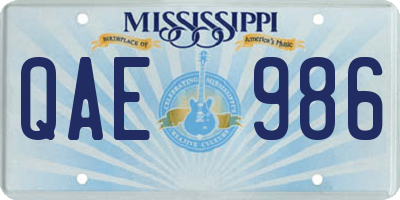 MS license plate QAE986