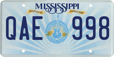 MS license plate QAE998