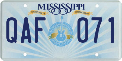 MS license plate QAF071