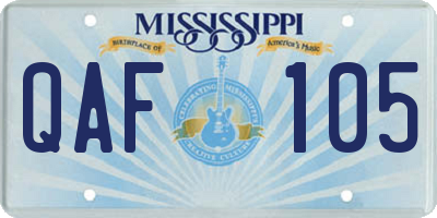 MS license plate QAF105